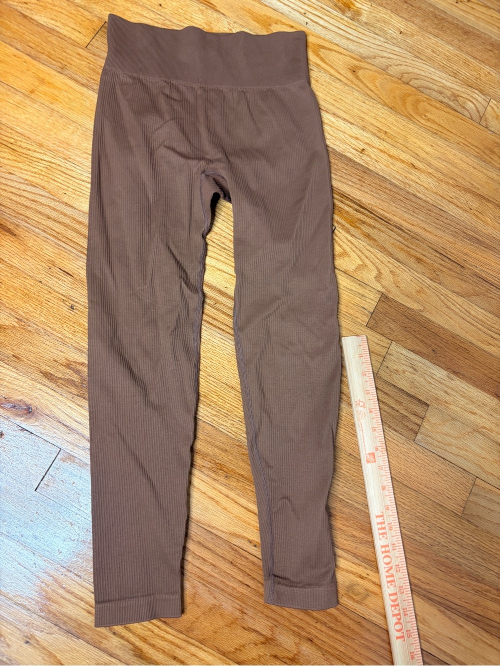 OQQ Ribbed Brown Leggings Medium